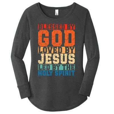 Blessed By God Loved By Jesus Led By The Holy Spirit Women's Perfect Tri Tunic Long Sleeve Shirt