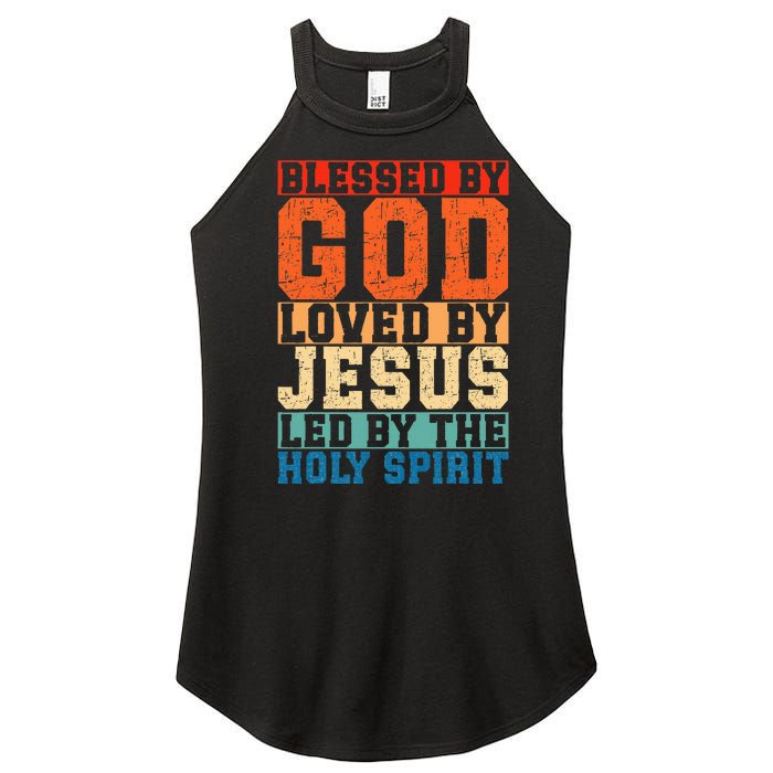 Blessed By God Loved By Jesus Led By The Holy Spirit Women’s Perfect Tri Rocker Tank