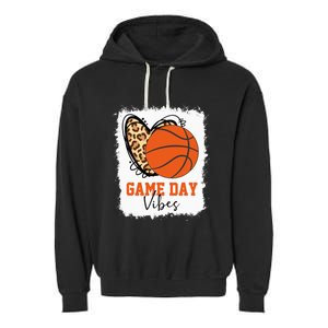 Bleached Basketball Game Day Vibes Basketball Mom Game Day Garment-Dyed Fleece Hoodie