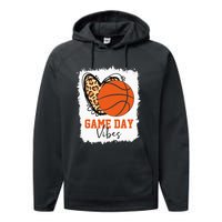 Bleached Basketball Game Day Vibes Basketball Mom Game Day Performance Fleece Hoodie