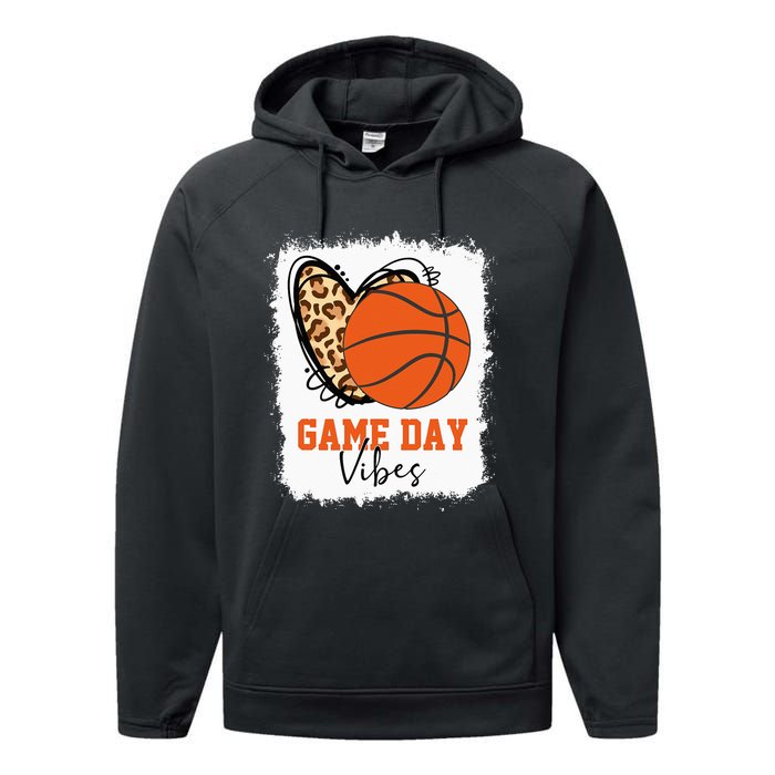 Bleached Basketball Game Day Vibes Basketball Mom Game Day Performance Fleece Hoodie