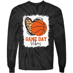 Bleached Basketball Game Day Vibes Basketball Mom Game Day Tie-Dye Long Sleeve Shirt