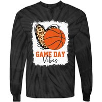 Bleached Basketball Game Day Vibes Basketball Mom Game Day Tie-Dye Long Sleeve Shirt