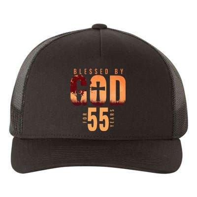 Blessed By God For 55 Years 55th Birthday Religious Theme Yupoong Adult 5-Panel Trucker Hat