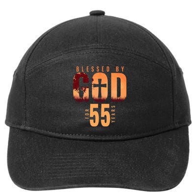 Blessed By God For 55 Years 55th Birthday Religious Theme 7-Panel Snapback Hat