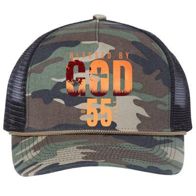 Blessed By God For 55 Years 55th Birthday Religious Theme Retro Rope Trucker Hat Cap