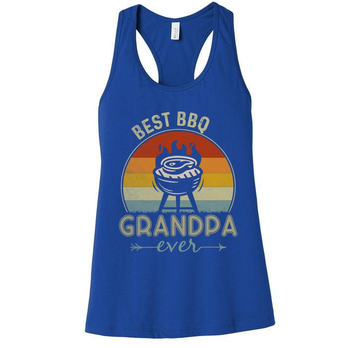 Best Bbq Grandpa Ever Retro Bbq Graphic Father's Day Gift Women's Racerback Tank