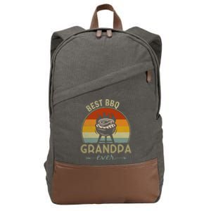 Best Bbq Grandpa Ever Retro Bbq Graphic Father's Day Gift Cotton Canvas Backpack