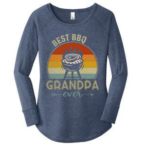 Best Bbq Grandpa Ever Retro Bbq Graphic Father's Day Gift Women's Perfect Tri Tunic Long Sleeve Shirt