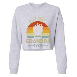 Best Bbq Grandpa Ever Retro Bbq Graphic Father's Day Gift Cropped Pullover Crew