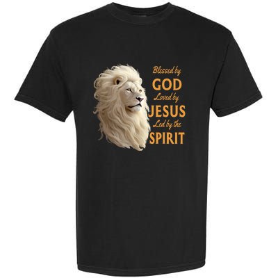 Blessed By God Loved By Jesus Christian Lion Garment-Dyed Heavyweight T-Shirt