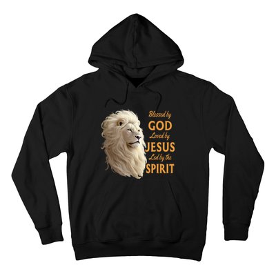 Blessed By God Loved By Jesus Christian Lion Hoodie