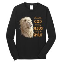 Blessed By God Loved By Jesus Christian Lion Long Sleeve Shirt