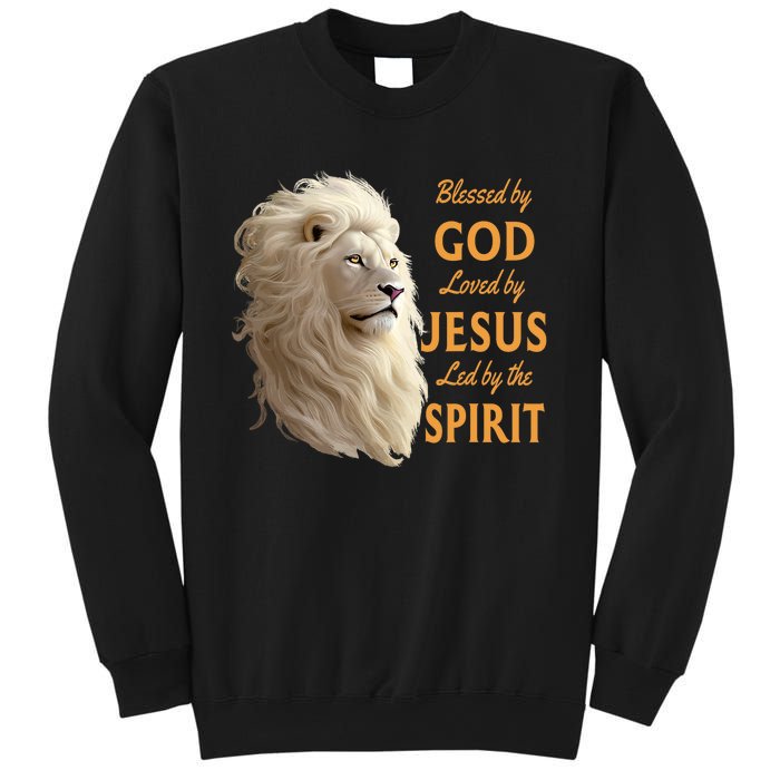 Blessed By God Loved By Jesus Christian Lion Sweatshirt