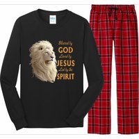 Blessed By God Loved By Jesus Christian Lion Long Sleeve Pajama Set