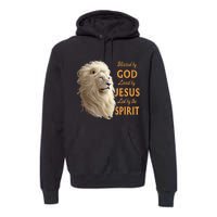 Blessed By God Loved By Jesus Christian Lion Premium Hoodie