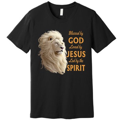 Blessed By God Loved By Jesus Christian Lion Premium T-Shirt