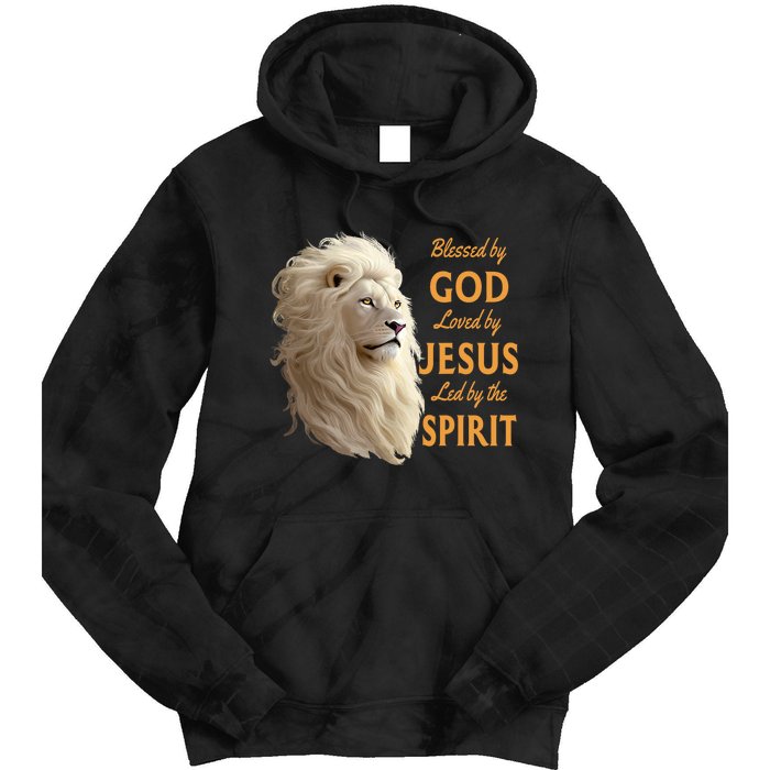 Blessed By God Loved By Jesus Christian Lion Tie Dye Hoodie