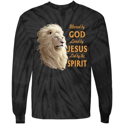 Blessed By God Loved By Jesus Christian Lion Tie-Dye Long Sleeve Shirt