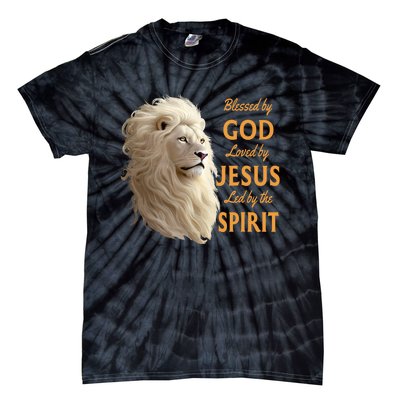 Blessed By God Loved By Jesus Christian Lion Tie-Dye T-Shirt