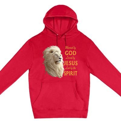 Blessed By God Loved By Jesus Christian Lion Premium Pullover Hoodie