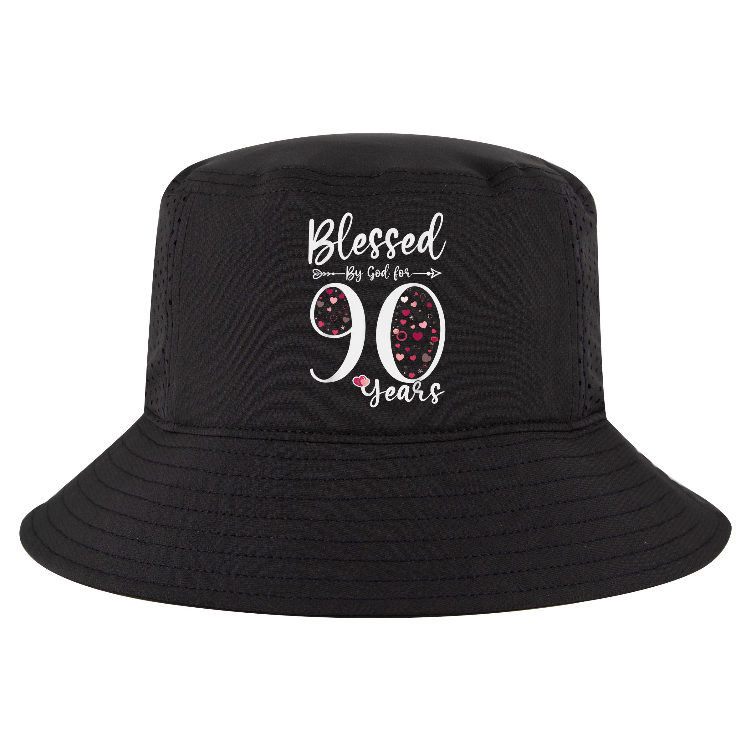 Blessed by God For 90 Years Old 90th Birthday Gift For WoM.e.n Cool Comfort Performance Bucket Hat