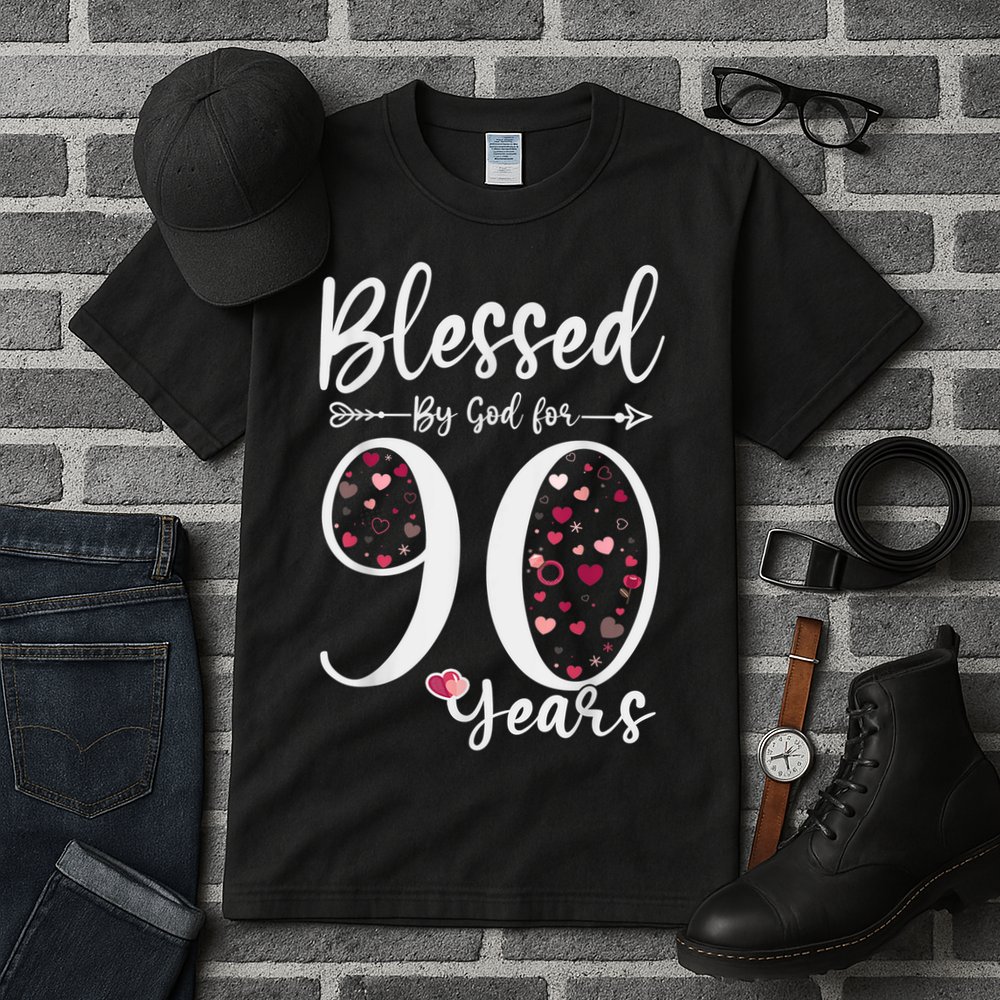 Blessed by God For 90 Years Old 90th Birthday Gift For WoM.e.n Tall T-Shirt