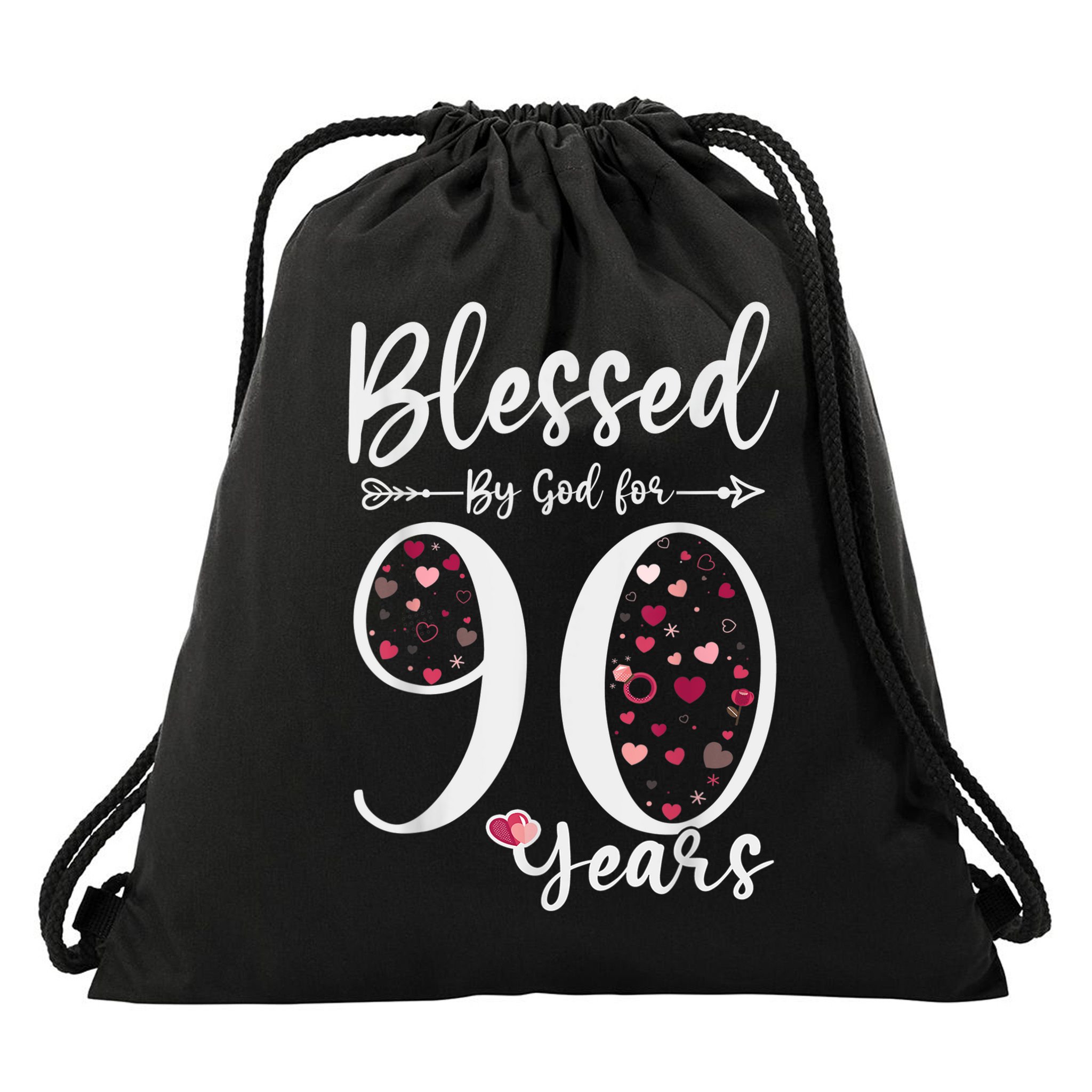Blessed by God For 90 Years Old 90th Birthday Gift For WoM.e.n Drawstring Bag