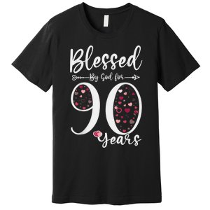 Blessed by God For 90 Years Old 90th Birthday Gift For WoM.e.n Premium T-Shirt