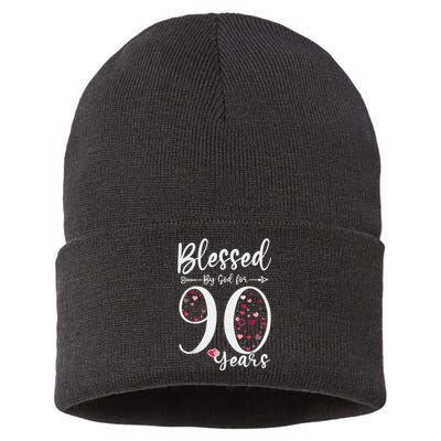 Blessed by God For 90 Years Old 90th Birthday Gift For WoM.e.n Sustainable Knit Beanie