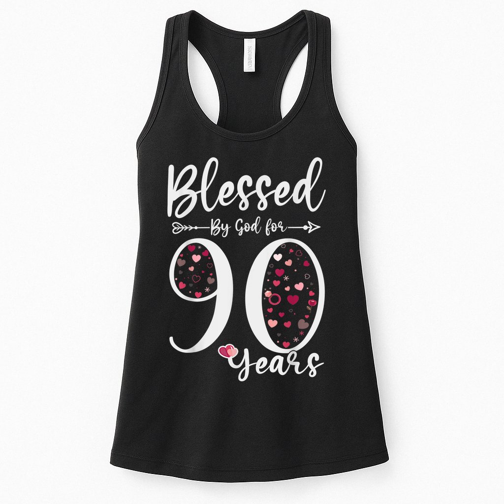 Blessed by God For 90 Years Old 90th Birthday Gift For WoM.e.n Womens Tank Top