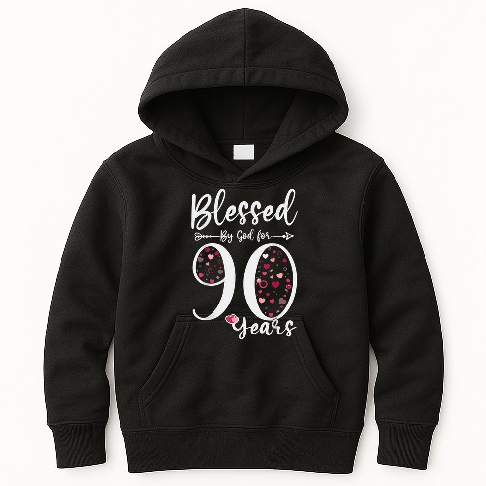 Blessed by God For 90 Years Old 90th Birthday Gift For WoM.e.n Kids Hoodie