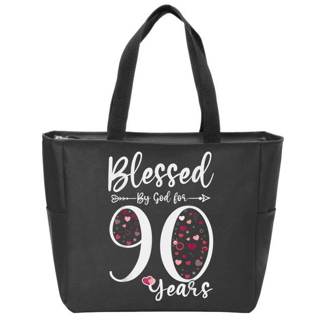 Blessed by God For 90 Years Old 90th Birthday Gift For WoM.e.n Zip Tote Bag