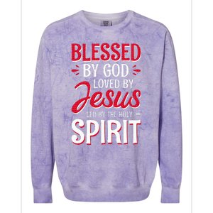 Blessed By God Loved By Jesus Led By The Holy Spirit Colorblast Crewneck Sweatshirt