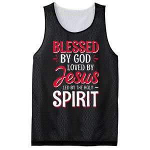 Blessed By God Loved By Jesus Led By The Holy Spirit Mesh Reversible Basketball Jersey Tank