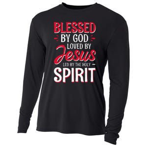 Blessed By God Loved By Jesus Led By The Holy Spirit Cooling Performance Long Sleeve Crew