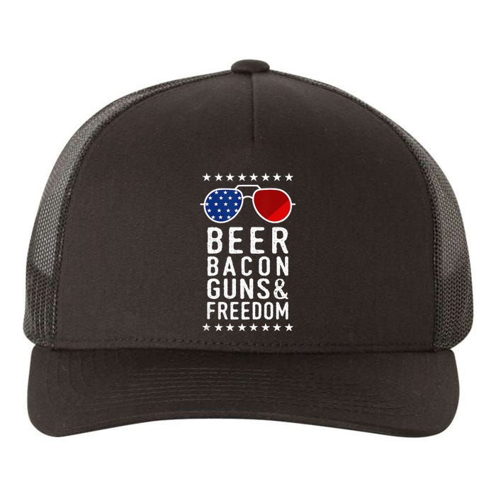 Beer Bacon Guns And Freedom Veteran US Flag 4th Of July Yupoong Adult 5-Panel Trucker Hat