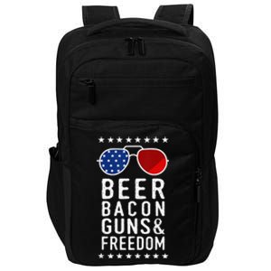 Beer Bacon Guns And Freedom Veteran US Flag 4th Of July Impact Tech Backpack