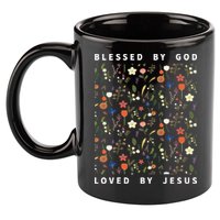 Blessed By God Loved By Jesus Wildflower Christian 11oz C Handle Ceramic Mug