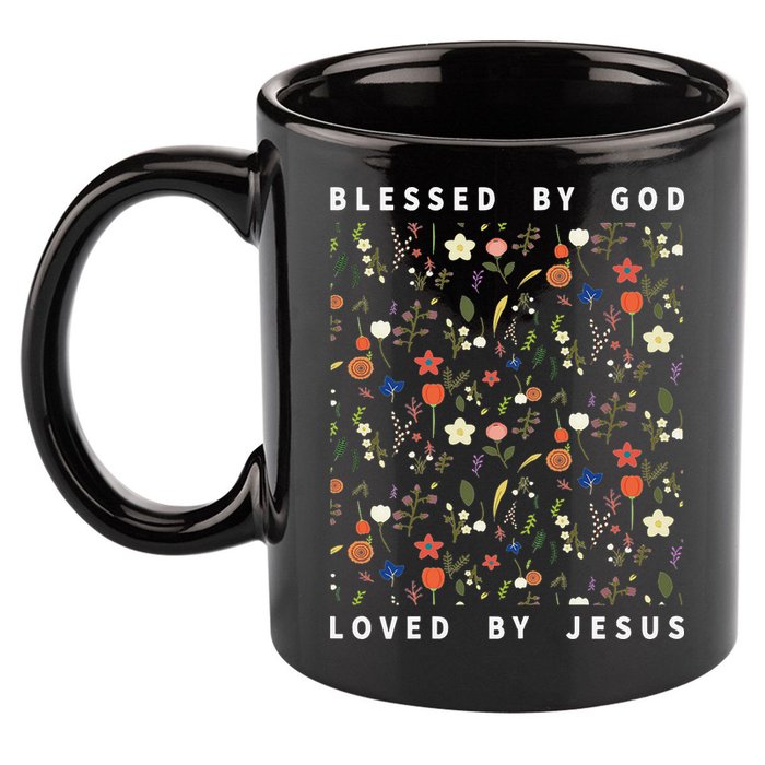 Blessed By God Loved By Jesus Wildflower Christian 11oz C Handle Ceramic Mug