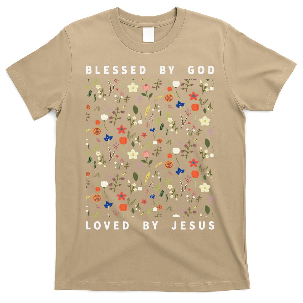 Blessed By God Loved By Jesus Wildflower Christian T-Shirt
