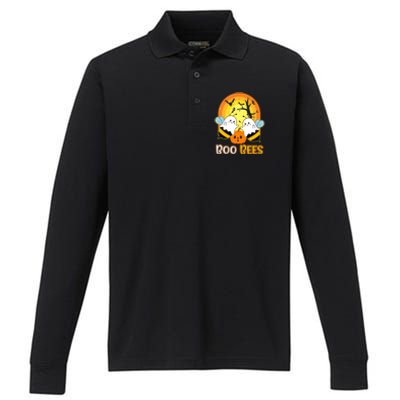 Boo Bees Halloween Cute Gift Funny Bees Gift Performance Long Sleeve Polo