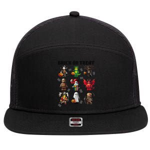 Building Bricks Halloween Brick Or Treat Costume Monsters Gift 7 Panel Mesh Trucker Snapback Hat