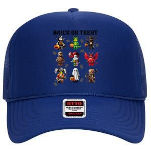 Building Bricks Halloween Brick Or Treat Costume Monsters Gift High Crown Mesh Back Trucker Hat