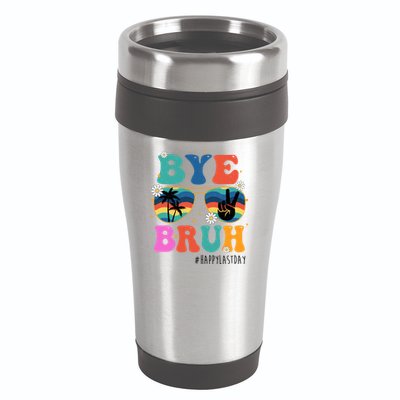 Bye Bruh Happy Last Day Of School Retro Hippie 16oz Travel Tumbler