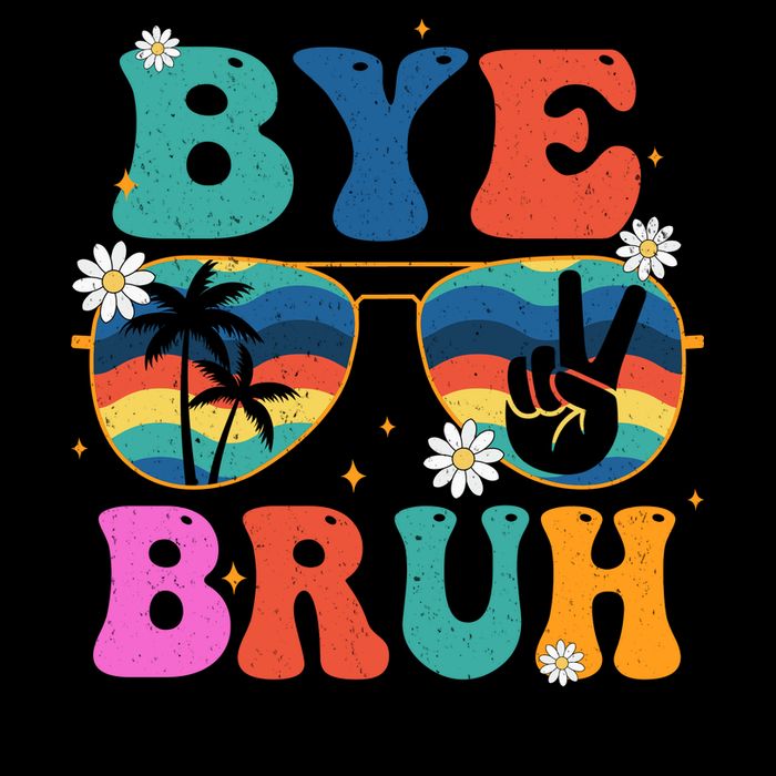 Bye Bruh Happy Last Day Of School Retro Hippie 16oz Travel Tumbler