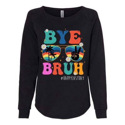 Bye Bruh Happy Last Day Of School Retro Hippie Womens California Wash Sweatshirt