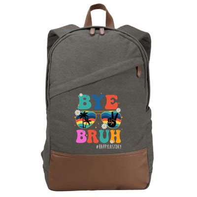 Bye Bruh Happy Last Day Of School Retro Hippie Cotton Canvas Backpack