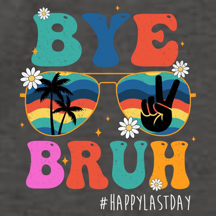 Bye Bruh Happy Last Day Of School Retro Hippie Vector Backpack