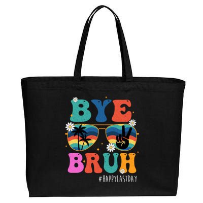 Bye Bruh Happy Last Day Of School Retro Hippie Cotton Canvas Jumbo Tote